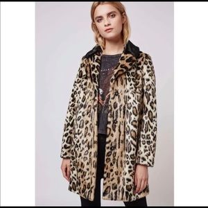 NWT Topshop Faux Fur Leopard Coat Size 2